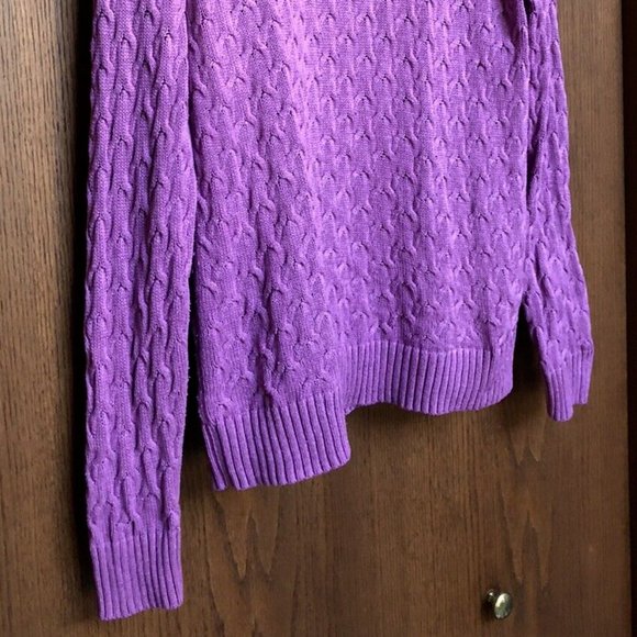 Croft & Barrow Women's Cable Knit Ribbed Turtleneck Sweater Medium Purple Cotton - Picture 8 of 15